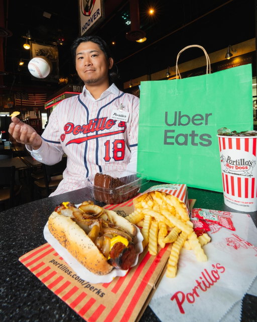 We teamed up with @shotaimanaga and @ubereats to bring you Shota's Lineup: a Maxwell Street Polish, crinkle-cut fries, a cold drink, and a slice of famous chocolate cake.​

A meal only on Uber Eats and Portillo’s for a limited time!