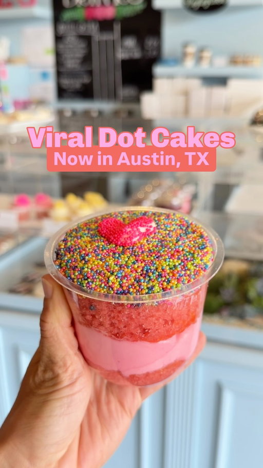 Dot Cakes are the hottest dessert trend of the summer, and we found the FIRST spot in Austin offering them!! 🍰✨

These layered cakes are topped with a crunchy layer of colorful spherical sprinkles, making them just as fun to eat as they are to look at 😍

@thehayleycakes now has Dot Cakes available for pre-order at all 4 of their Austin + Houston locations!

The 6-pack is $36 and includes:
🍓 Strawberry
🍫 Chocolate
❤️ Red Velvet
🩷 Raspberry
🎉 Funfetti
🍪 Cookie Dough

You can also grab single Dot Cakes in-store if you want to try just one!

Would you try these viral cakes? 👀

#austinfood #dotcake #viralfoods #austintx #atxfoodie