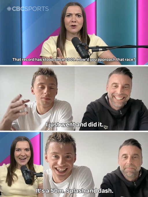 What, like it’s hard? 🏊‍♂️

Canadian record-holder @ollie_daw08 makes it look easy 👀

The swimmer and his dad/coach Alex joined @britt_mac3 to talk about his recent Canadian records in the 50m and 100m breaststroke 🤯

Watch a new episode of The Ready Room on our YouTube channel