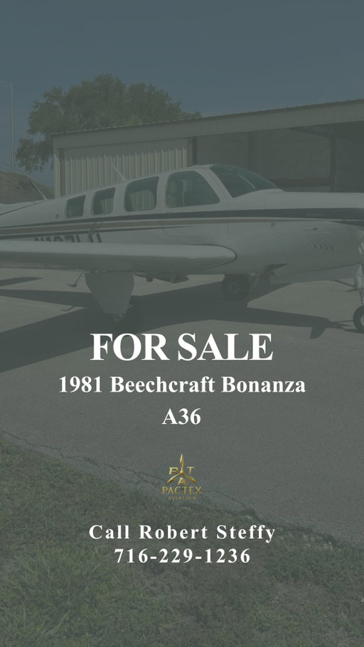FOR SALE | 1981 Beechcraft Bonanza A36 | N107LU

PacTex Aviation and @rsteffy_1225 proudly present this meticulously maintained 1981 Beechcraft Bonanza A36.

-Garmin GFC 500 Autopilot -Dual Garmin G5s -Garmin 530W WAAS GPS/NAV/COM -Air Conditioning -568.5 Hours SMOH -Fresh Annual Completed -No Damage History -Hangared Aircraft

A proven cross-country performer with modern Garmin avionics, low engine time, excellent cabin comfort, and the reliability Bonanza owners have come to expect.

This aircraft has completed the Pactex multi-point audit and inspection prior to being listed.

DM Pactex Aviation for pricing, specifications, and additional photos. 

Contact Robert Steffy at 716-229-1236 today to schedule a showing.

Browse inventory, broker information, and aviation resources at: www.Pactexaviation.com

#aircraftlisting #aviationbroker #generalaviation #aircraftforsale #beechcraftbonanza