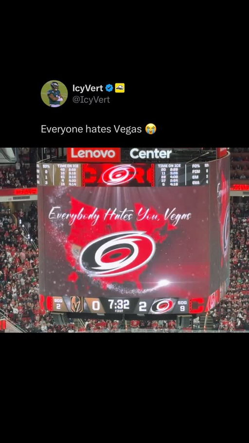 Carolina trolling Vegas at the Stanley Cup Finals 😭