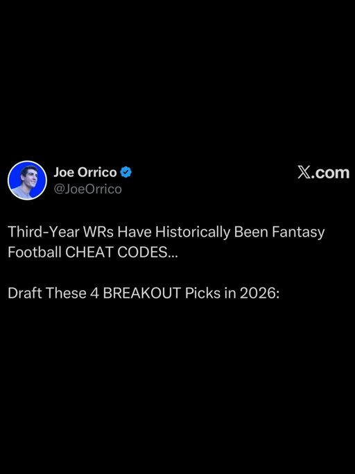 Third-Year WRs Have Historically Been Fantasy Football CHEAT CODES…

Draft These 4 BREAKOUT Picks in 2026:

Last season, third-year WRs dominated
- Jaxon Smith-Njigba WR2
- Zay Flowers WR7

A year earlier, we got
- Drake London WR5

Before London, it was
- Nico Collins WR12

Here’s the 4 WRs with this breakout potential in 2026:

Marvin Harrison

What We Know for 2026
- Michael Wilson Active
- Jacoby Brissett QB1

Last Year in That Environment (3 Games)
- 14.9 Fantasy Points/Game
- 62 Rec Yards/Game
- 9.3 Targets/Game

The Entire Season Was Bad…
But Fully Healthy, He Produced.

Rome Odunze

Before Injury Last Year Weeks 1-4
- 19.9 Fantasy Points/Game
- 74.0 Rec Yards/Game
- 8.8 Targets/Game

Only St. Brown and Nacua Scored More Fantasy Points in That Span.

Entire CHI Offense Can Eat in ‘26
- Elite Offensive Line
- Great Coaching

Ladd McConkey

Exceptional Rookie Year (per Game)
- 16.2 Fantasy Points
- 7.4 Targets
- WR12

Struggled in Year Two
- Keenan Allen Returned
- Offensive Line Injuries

3.26 Average Separation Yards at Catch Still Ranked WR4, Though.

Mike McDaniel New OC.

Xavier Worthy

Last Year
- Played Zero Fully Healthy Games
- Shoulder Problems
- Ankle Injury

But in 2024 When Healthy…

Rookie Year Weeks 15 Thru Super Bowl
- 21.6 Fantasy Points per Game
- 8.6 Targets per Game

Him and Rice CLEAR Top 2 WRs for Mahomes.

#fantasyfootball #nfl #fantasyfootballadvice #fantasyfootball2026 #fantasyfootballdrafts