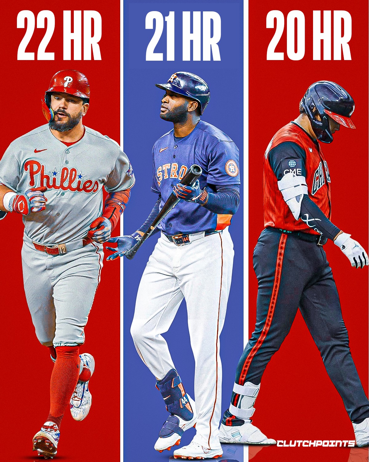 The 2026 MLB home run race has three names at the top, and two of them are carrying their teams almost single-handedly.

The leaderboard entering June:

🥇 Kyle Schwarber (Phillies) 22 HR
🥈 Yordan Alvarez (Astros) 21 HR
🥈 Munetaka Murakami (White Sox) 20 HR

Three sluggers. Three completely different stories. All of them must-watch baseball right now.

Kyle Schwarber is chasing history. He's on pace for 66 home runs, ahead of Barry Bonds' pace during his record-setting 73-homer season in 2001. He's carrying a Phillies lineup that ranks near the bottom of baseball against left-handed pitching, and every at-bat feels like a potential home run.

Yordan Alvarez is putting together an MVP-caliber season despite receiving far less attention than he deserves. He's slashing .305/.419/.645 with a 1.065 OPS and just 48 strikeouts in 61 games. The Astros may not look like the powerhouse they once were, but Alvarez is playing like one of the best hitters in baseball.

Then there's Munetaka Murakami, arguably the most intriguing story of the group. The 26-year-old rookie from Japan signed with the White Sox on a short-term deal after much of the league passed on him. He's responded with 20 home runs, 41 RBIs, and a .938 OPS in 57 games. Every extra-base hit he's recorded this season has left the yard.

Three players. Three very different situations.

One of baseball's most entertaining individual races in years.

And Kyle Schwarber still leads them all.