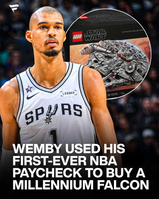 Wemby is one of us 👀

Victor Wembanyama reportedly spent his first NBA paycheck on an $850 LEGO Star Wars Millennium Falcon set.

The Spurs superstar is a huge Star Wars fan. His favorite movie is Revenge of the Sith, he doesn’t count the sequel trilogy as Star Wars, and he owns a signed 1977 Topps Luke Skywalker card that cost $2,500.