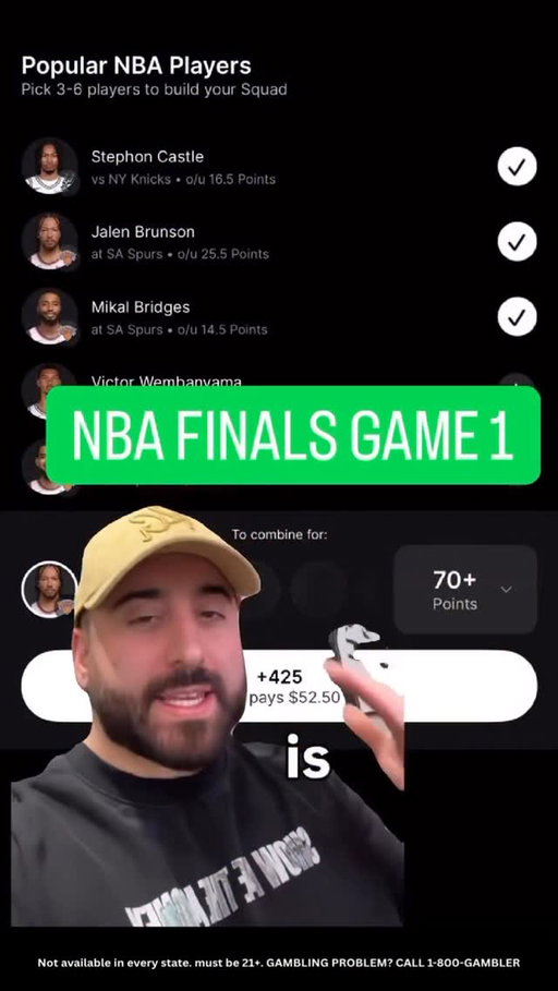 Bridges, Brunson, & Castle 👀 

Forget sweating every single leg. 😰 

With Squad Bets on @fanaticssportsbook, you’re building a team—not relying on one player to carry the load. Pick your roster, choose a combined stat target, and let the group effort do the work.

And for Game 1 of the NBA Finals, hitting your Squad Bet could do more than cash your ticket. Winners will also have a shot at a $100K FanCash jackpot. 💸

One game. One squad. One chance at some serious FanCash.