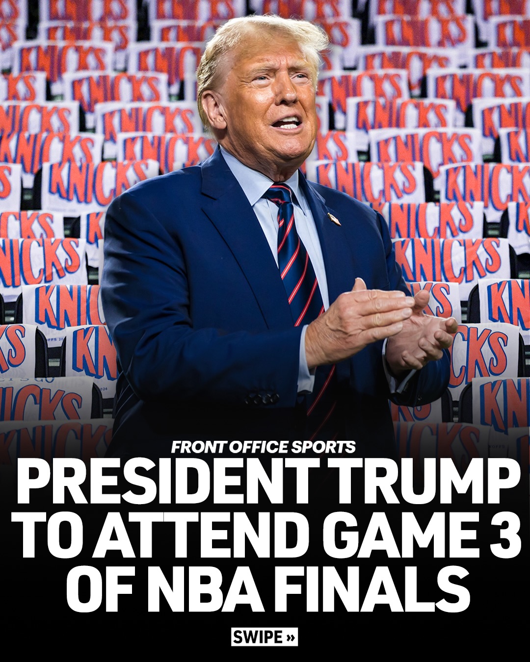 President Trump is planning to attend Game 3 of the NBA Finals at Madison Square Garden, per @nypost.

MSG officials have conducted security walk-throughs in preparation for the president, who is a New York City native. New York City mayor and Knicks fan Zohran Mamdani will also be in attendance, but is not expected to be with the president.
