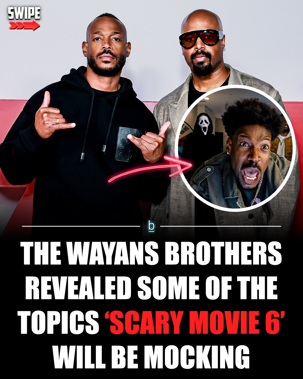 The Scary Movie franchise will be returning to the big screen for the first time in a decade when the sixth film in the franchise will hit theaters on Friday, June 5. 🍿

Given the amount of time between films, Scary Movie (the technical title for the new film — there is no “6” attached to it) will have a plethora of topics to take aim at.

During a recent interview with Entertainment Weekly, the Wayans brothers  detailed some of the taboo topics that the film will be mocking. 👍

Based on their list, it appears that both sides of the political aisle will find something in the film to be upset about if they don’t have a sense of humor.

🗣️ - “COVID, #MeToo, ChatGPT, the Epstein files, OnlyFans, live streamers, ICE raids, the Jan. 6 insurrection, and the Kendrick-Drake rap battle all take blows in Scary Movie.” 😂

“But understand. We’re not punks. We’re not afraid — we Wayans are not afraid to go there. But is it worth the goodness of your project to just be offensive?” This is bare-knuckle boxing alright, but “with kids’ gloves on.” 🥊

“For us, it’s not about the blood. We’re not trying to get blood, we’re just trying to hit you in the face and get you one of those Fred Flintstone notches,” Marlon said. [via Entertainment Weekly]

As for specific films Scary Movie will be mocking, the trailers have revealed barbs at: Scream, Wednesday, Smile, Halloween (2018), Ma, Everything Everywhere All At Once, Get Out, M3GAN, Sinners, Weapons, Terrifier, Heart Eyes, The Substance, and Longlegs, with additional cameos from Leatherface (from Texas Chain Saw Massacre), Jason (from Friday the 13th), and Annabelle (The Conjuring). 🎬

In addition to Marlon and Shawn Wayans, starring in their first Scary Movie film since the second entry in 2001, Scary Movie 6 will feature returning cast members such as Anna Faris, Regina Hall, Cheri Oteri, Chris Elliott, Dave Sheridan, Lochlyn Munro, Jon Abrahams, and Anthony Anderson.

Follow 👉 @brobible for all things “dude” 😎 

#movies #scarymovie #guys #men