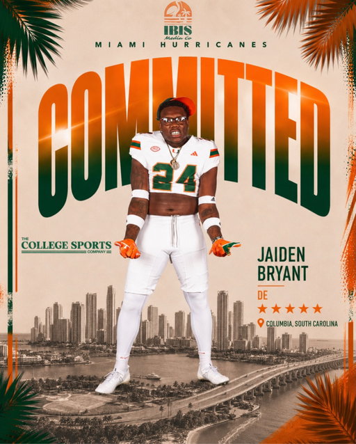 🚨BREAKING🚨

5⭐️ Class of 2027 edge rusher and former LSU commit Jaiden Bryant has flipped his commitment to the University of Miami 🙌🔥

The 6’4”, 245 pound product ranks as the No. 20 player in the nation, the No. 2 edge rusher, and the No. 1 player in the state of South Carolina 🙌🔥