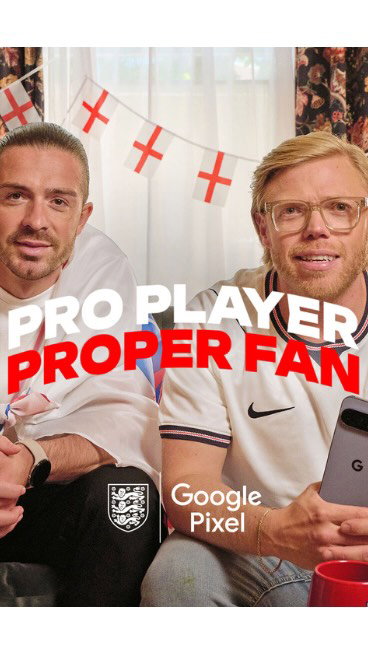 Becoming a top England fan starts with necessary rituals... Rob’s teaching Jack Grealish the ropes with @googlepixeluk