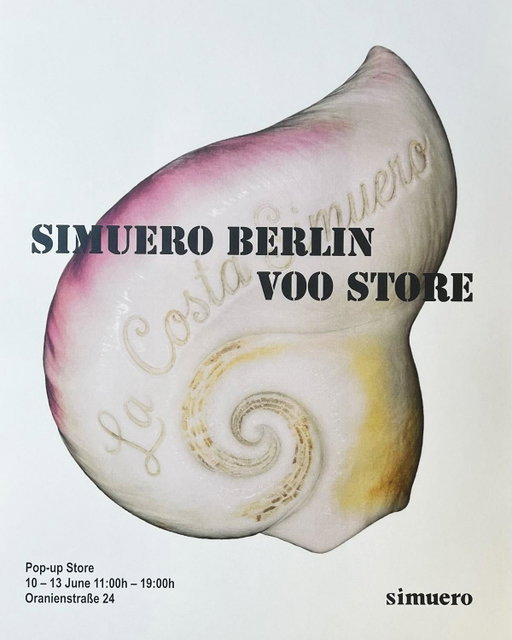 Simuero at Voo Store, Berlin.
June 10–13 · 11am–7pm
Permanent collection and latest drops.
Oranienstrasse 24