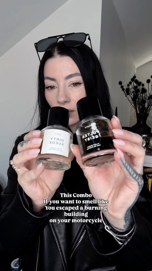 This combo of you want to smell like you escaped a burning building on your motorcycle 🔥🏍️
@hereticparfum Poltergeist *smells like pure smoke* + Dirty Suede ~affiliate code HAZE20 for % off Heretic