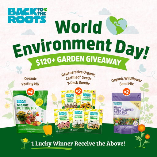 🌍💚 World Environment Day $120+ Giveaway! 🌍💚

Because we believe a greener world starts right in your own backyard, we’re giving one lucky winner the ultimate organic prize pack to grow something meaningful with a friend this season. 

4 x Organic Potting Mix - 6 qt bag
2 x ROC® Seeds - 7 pack 
2 x Wildflower Seed Mix - Value Size - over 10,000 seeds!

To enter: 

1. Follow @backtotheroots_official.
2. Comment ‘WINNER’
3. Tag a friend you want to grow with. 

No purchase necessary. Contest ends 11:59 PM CT on 6/18/26. Open to US shipping addresses only. The winner will be notified via DM after contest end date. Void where prohibited. This contest is in no way sponsored, endorsed, administered by or associated with Instagram.

#organicgardening #gardeninggiveaway #worldenvironmentday