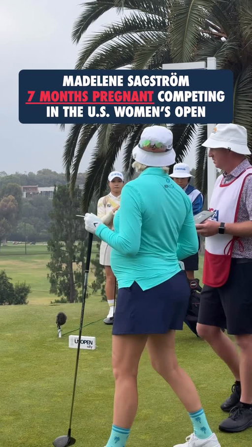 Madelene Sagström is 7 months pregnant and just tee’d off at the 2026 @uswomensopen 👏