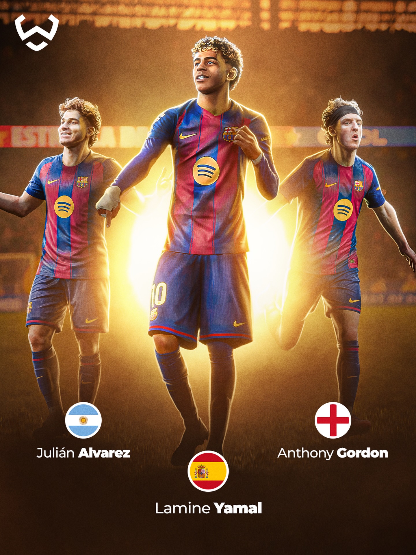 Barcelona’s attack could look very different next season 👀🔥

🇪🇸 Lamine Yamal • 🇦🇷 Julián Álvarez • 🏴󠁧󠁢󠁥󠁮󠁧󠁿 Anthony Gordon

Reports suggest Barcelona are interested in bringing in Julián Álvarez from Atlético Madrid after already securing Anthony Gordon from Newcastle United.

If it happens, this front three alongside Lamine Yamal would certainly make things interesting 🍿