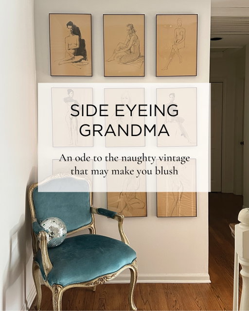 Here’s a collection I’ve never shared before 🤭🤫🫣 when I go to estate sales and vintage shops, I always keep my eyes peeled for the naughty stuff. Yes, you’ve seen the nude portraits on my walls, but these are a bit more risqué. Can you handle it? If you have innocent eyes, you might just wanna scroll on by this one. Also, if there’s one thing I know for sure, grandma and grandpa were dirty birds 😂