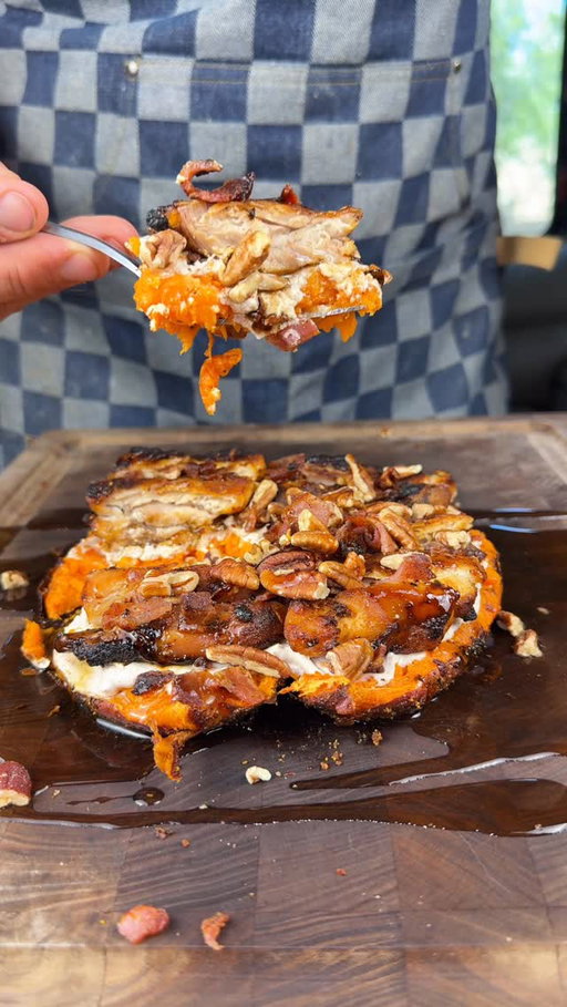 How to make the perfect sweet potato every time using the new @cuisinart Clearview 4-qt Glass Basket Air Fryer.

This thing lets you actually watch your food cook… and it gets everything nice and crispy while holding onto the juices. Stay juicy. 

Today I went sweet:
Maple cinnamon yogurt, chicken thighs, bacon, pecans, maple drizzle… so good
But that’s the point—breakfast, lunch, dinner… you can make pretty much anything in this.

Recipe:
1. Poke holes in the sweet potato, coat in avocado oil + BBQ rub
2. Air fry at 400° for 40 minutes, flipping every 10 minutes
3. Coat chicken thighs in oil, air fry at 425° for 20 minutes (flip halfway)
4. Add bacon with 10 minutes left
5. Load it up and enjoy

Ingredients:
1 large red sweet potato
2 boneless skinless chicken thighs
3 slices center cut bacon
Handful of pecans
Maple syrup
BBQ rub
Avocado oil
Maple cinnamon yogurt:
1/2 cup plain nonfat Greek yogurt
1 tsp cinnamon
2 tbsp maple syrup

If you’ve been wanting something easy that can do pretty much every meal, this is it. 

Shop now on Amazon! 

#ad #sponsored #Cuisinart #aworkofcuisinart #sweetpotato 