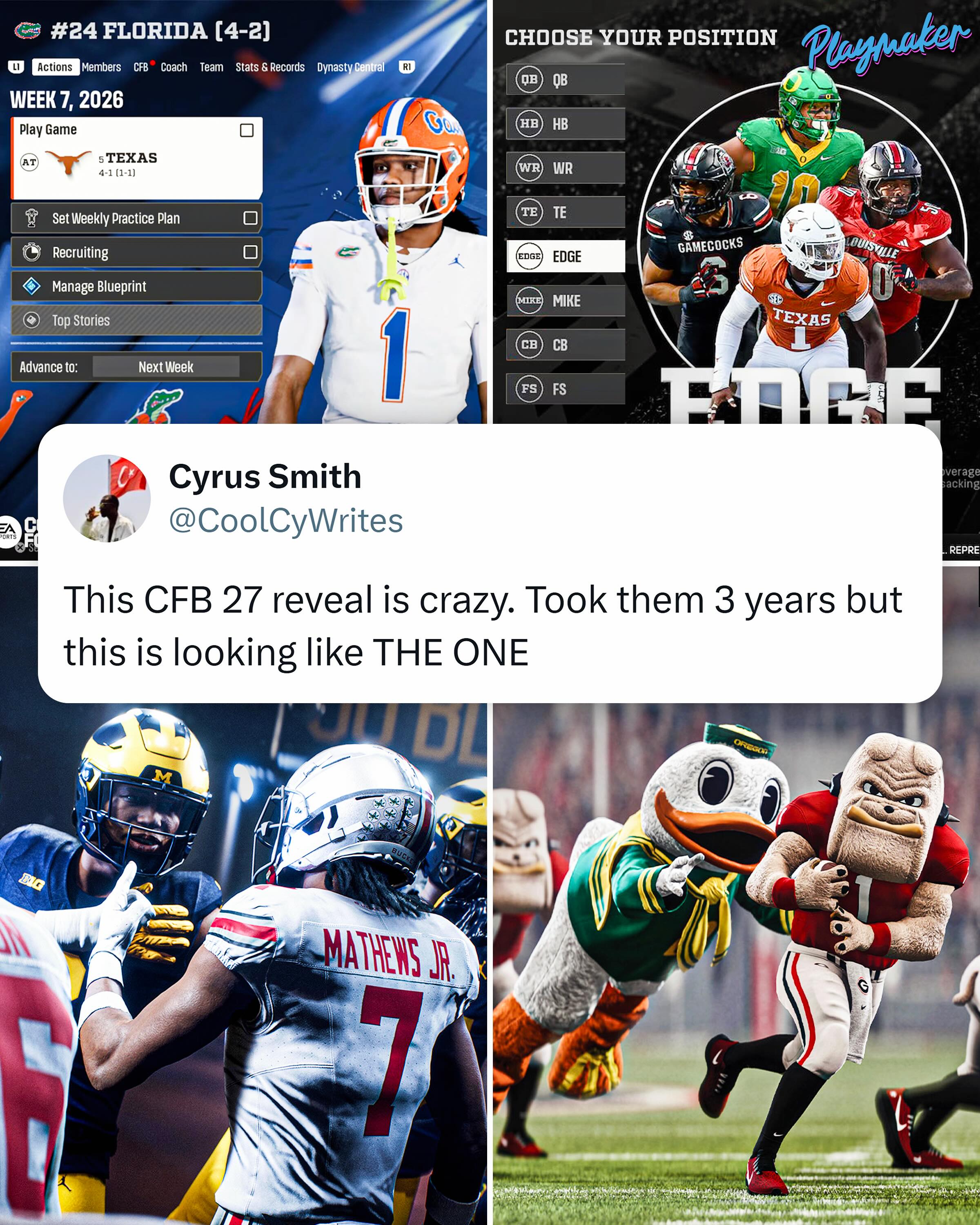 The full reveal of College Football 27 dropped… thoughts? 👀
🎥 @easportscollege
