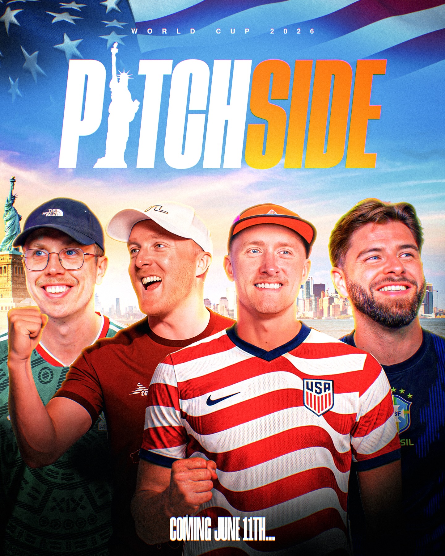 Pitch Side is heading Stateside! 🇺🇸🗽

Theo, Reev and Lewis will bring you all the reaction, the drama and the debates from the USA!

Tom will be our man back home covering all things England, with a special show coming soon… 👀📞