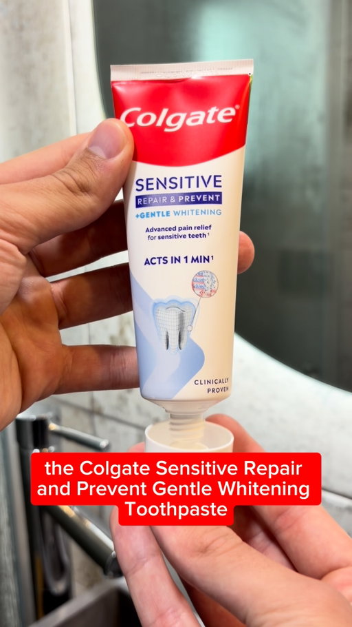 My secret date night weapon is feeling confident, with Colgate 🦷

*Repairs sensitive teeth areas with continued use 2x/day. For instant pain relief, gently massage directly on the sensitive teeth area with the fingertip for 1 minute for up to 2x/day.

#Colgate