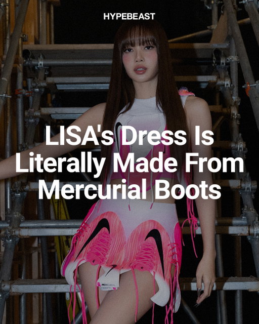 Most people lace up their Mercurials. @lalalalisa_m wore them ⚽️🎀⁠
⁠
For @nike's "Rip the Script" campaign, the BLACKPINK star stepped out in a custom look created by Thai label @iwannabangkok and stylist @nanist. Built from deconstructed Nike Mercurial boots, the futuristic design reworks uppers, studs, laces, and performance materials into a football-inspired silhouette that blurs the line between pitch and runway.⁠
⁠
Would you wear the Mercurial dress?⁠
Photo: Nike/IWANNABANGKOK