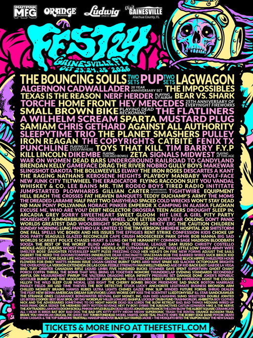 Fest Friends! We just added over 200 bands to the party!! Lots of old friends like Lagwagon, Algernon Cadwallader, Chris Gethard, Iron Reagan, and Gully Boys plus a bunch of first timers like Hey Mercedes, Pulley, Lung, Rent Strike, and waayyyy more. Head to the website for all the info, passes are 70% gone already!!