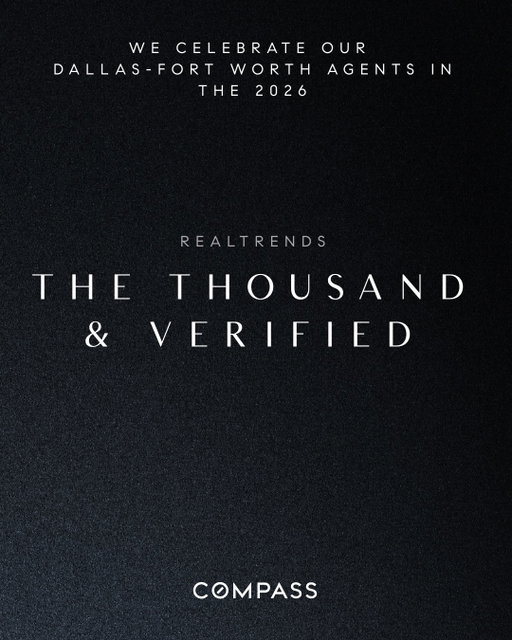 Raising the standard, year after year. ✨

Congratulations to our Compass agents and teams recognized on the @wsj + @realtrendsinc #TheThousand & #RealTrendsVerified list! We’re proud to lead the nation in sales volume honorees, powered by the incredible dedication of our agents across the country. 

A special congratulations to our Dallas-Fort Worth agents and teams recognized on The Thousand & the Verified lists, with 48% of our Compass DFW teams represented. Your commitment to your clients, communities, and craft is what makes Compass extraordinary. 🤍