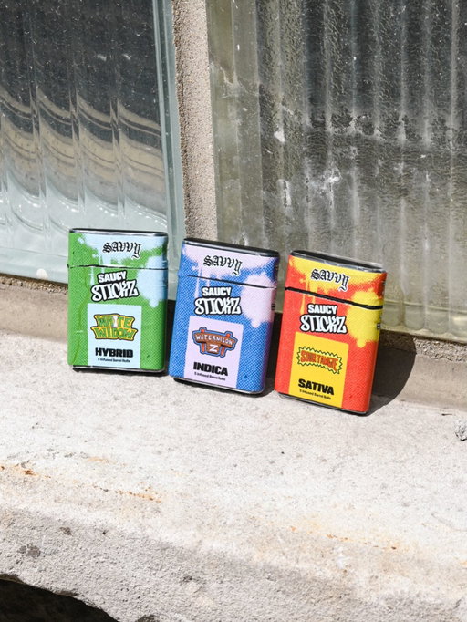 Introducing…SAUCY STICKZ. Our barrel-style pr3-roll, turned all the way up.
 
Five flavor-forward, terp + c@nnabis oil infused pr3-rolls, for when you want a little more out of your sesh. Available now in IL and coming to NJ soon.