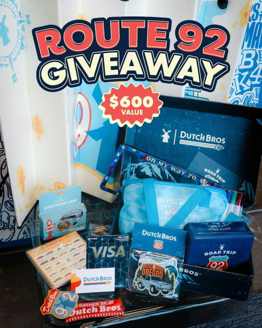 CLOSED: road trip, on us 👉 destination, up to you 🗺⁣
⁣
enter our route 92 road trip giveaway to win an epic collection of road-ready goodies and gas money to get you there ⛽🚦🚙💨⁣
⁣
how to enter:⁣
⚡follow @dutchbroscoffee on IG⁣
⚡like this post⁣
⚡tag your road trip buddy⁣
⚡extra entry if you add this post to your story⁣
⁣
Giveaway opens Fri, 6/5/26, at 9am PT and closes Tues, 6/9/26, at 11:59pm PT. The winner will be selected on Wed, 6/10/26. NO PURCHASE NECESSARY. US legal residents 18+. Void where prohibited. Restrictions apply. See official rules and details at the link in our bio. This giveaway is not sponsored, endorsed, or administered by, or associated with Visa.
