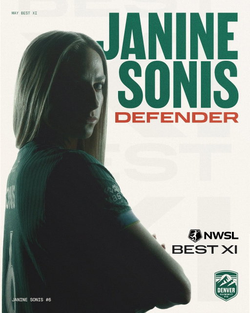 SHOWING OUT FOR HER HOMETOWN CLUB 🔥

Janine Sonis has been named to the @nwsl Best XI for the month of May!