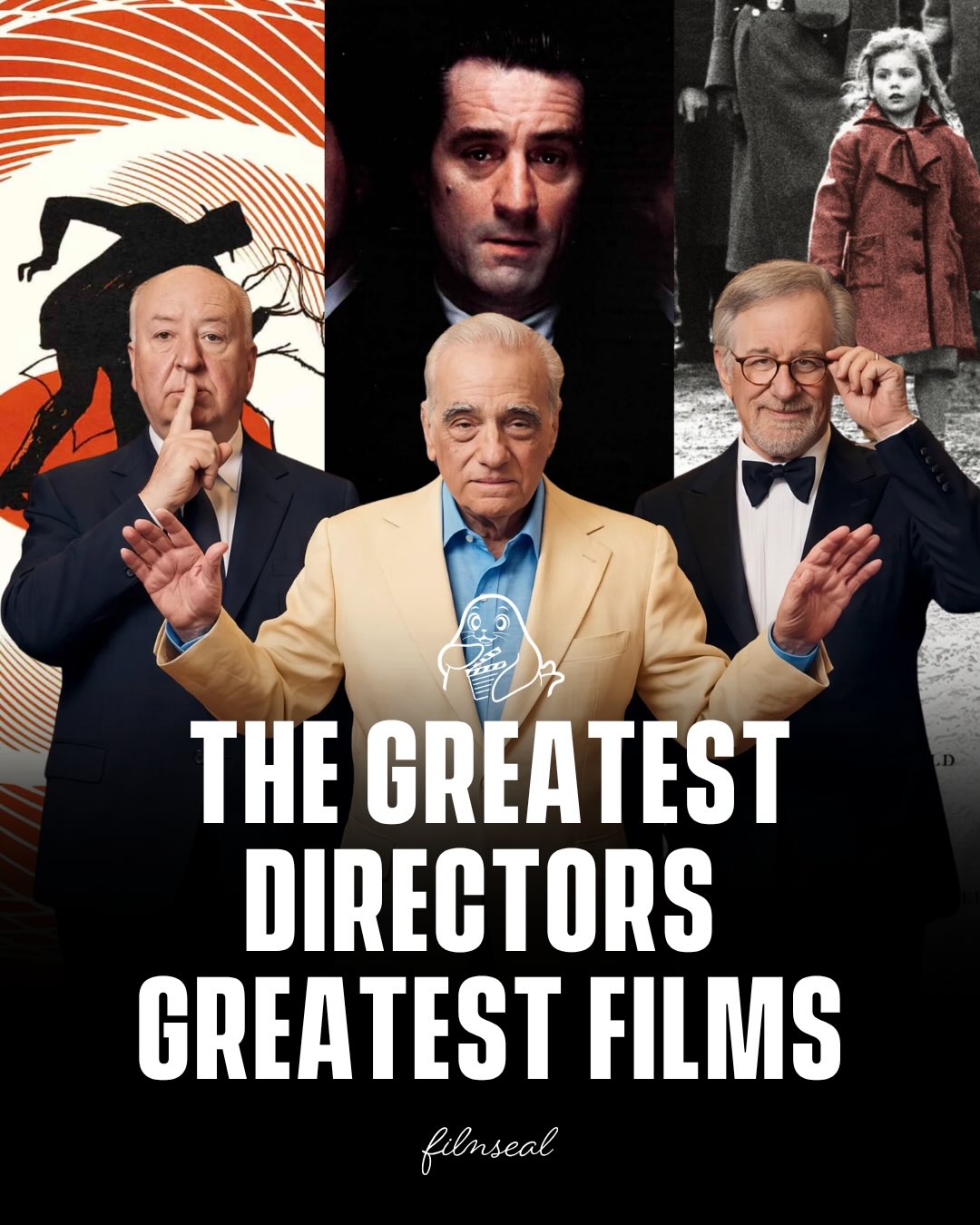 The greatest directors, greatest film. 

These are picks collected through film reviews, culture impact and reputation. Films that define these legendary directors. 

More parts of this is coming soon. 

Which director would you like to see us cover? 

#martinscorsese #filmseal