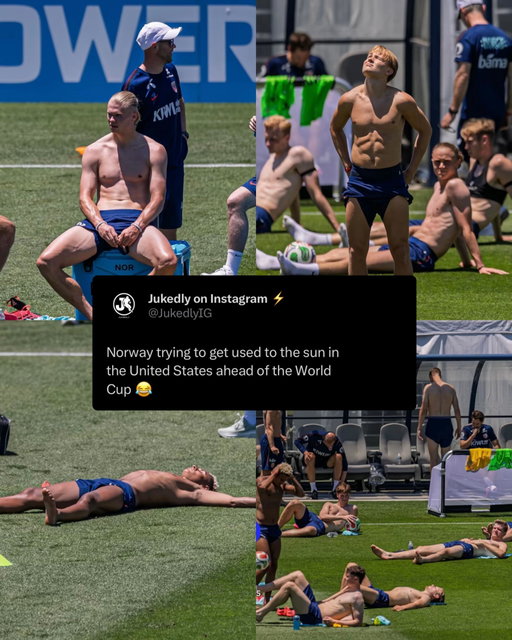 The sun might be Norway’s toughest opponent in the World Cup 😭😭

Everybody joking that the Norway national team might need sunscreen breaks every 10 minutes after landing in the USA for World Cup prep because they looked completely shocked by the heat and sun during training sessions, with fans saying half the squad was laying out trying to adapt like they were on vacation instead of getting ready for the biggest tournament in the world. Videos of players relaxing in the sun had social media going crazy with people saying the Scandinavian weather could never prepare them for American summer temperatures, especially in cities where the humidity feels like a wall the second you walk outside. Some fans were even saying Norway better get used to it fast because the USA heat in June and July is a whole different level compared to the cold cloudy weather they’re used to back home, but others were laughing saying the team actually looked like they were enjoying every second of finally seeing sunlight for more than a few hours.

Follow US (@jukedly) to stay locked in if you love sports! 🔥

Via (Footballtweet , X)