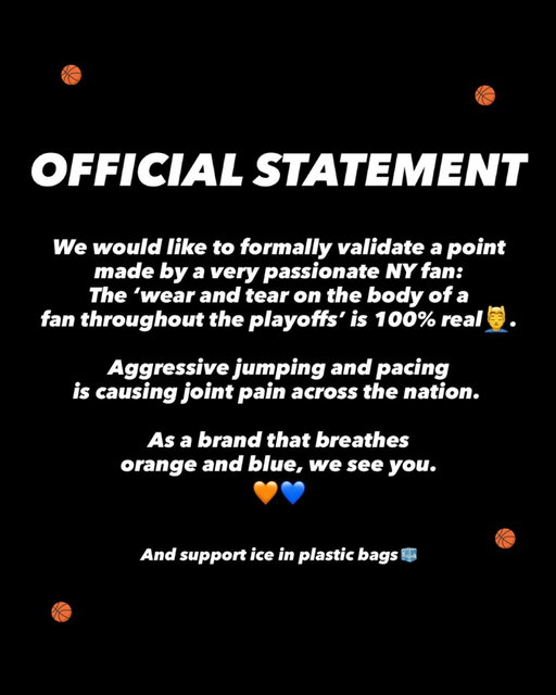 The NBA playoff wear and tear is real! Take care of those joints today, especially if orange and blue runs in your veins too🧡💙