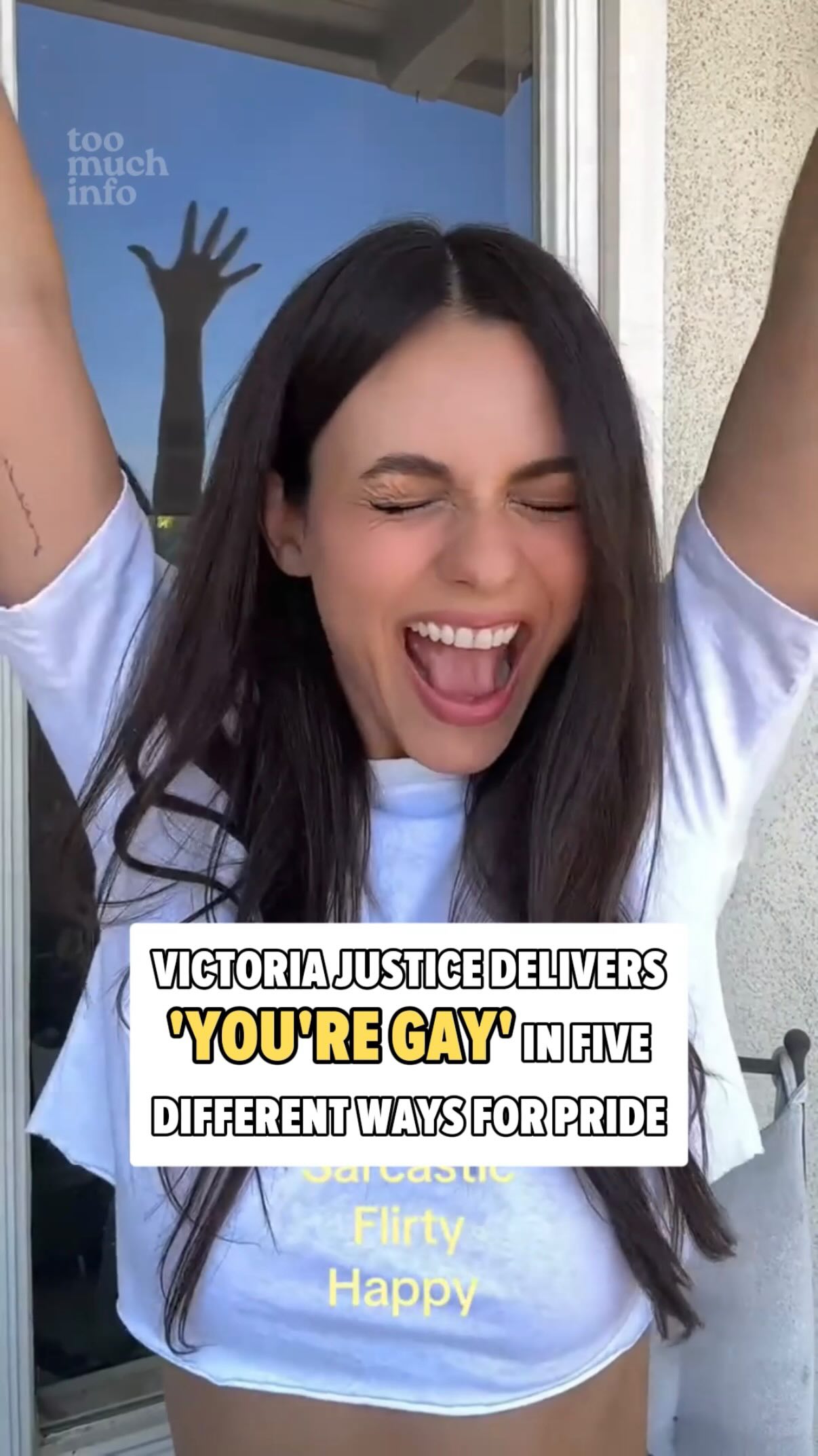 Victoria Justice celebrated the kickoff of Pride Month’s first weekend by giving everyone five different variations of “you’re gay.”

Victoria Justice on Tiktok: “Happy pride ilyyyyyyy 🥰🤪💗🦄✨🪩🌈🫶🏼🫂💋💋”

Follow @toomuchinfohq for all the latest ‘n moreeee!
