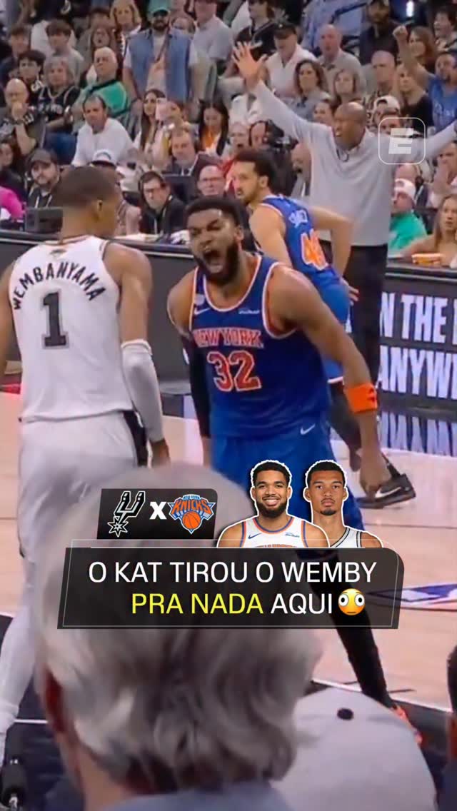 KARL-ANTHONY TOWNS!!!!!!! 😤 Uma enterrada INSANA do KAT para cima do Victor Wembanyama nesse lance. Os Knicks bateram os Spurs fora de casa MAIS UMA VEZ e agora abriram 2x0 na final da NBA!

#NBAnaESPN #NBA #Estrelabet