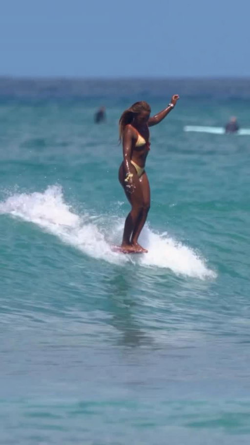 Just doing what I love 💛
.
.
🎥: @beachboyjosh 
Riding 9’4 @michaeltakayama1 
.
.
#surfergirlstyle #surfvideo #representation #hawaiinei #hangten