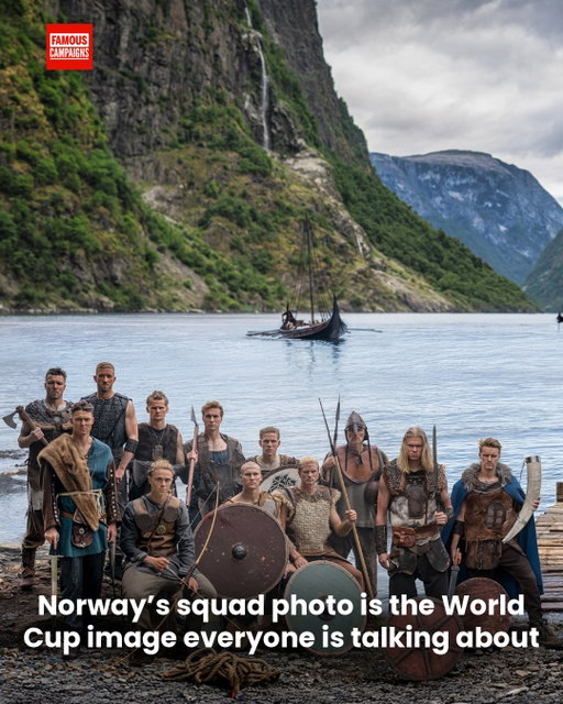 Norway’s squad photo is the World Cup image everyone is talking about.

Norway’s national team has marked its first World Cup appearance since 1998 with a Viking-themed squad portrait by David Yarrow, while supporters have unveiled a rowing routine to bring the same spirit to the stands. 

Rather than AI-ing it, they did it for real: crew, costumes, lights, make-up and Norway’s own landscape.

The result feels rooted in place and identity – a crafted celebration of Norwegian heritage.

Credits: @davidyarrow, herrelandslaget @halvormberg
