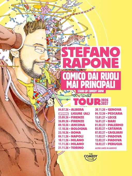 Ciao amici, ci vediamo in giro da queste parti con il nuovo tour di stand up comedy. 

04.07.26 ALBERA LIGURE (Anteprima)
25.09.26 FIRENZE Teatro Niccolini 
26.09.26 FIRENZE Teatro Niccolini 
09.10.26 ANCONA Teatro Italia
17.10.26 BOLOGNA Teatro Celebrazioni
23.10.26 ROMA La Nuvola 
04.11.26 NAPOLI Teatro Bellini 
10.11.26 MILANO Teatro Carcano 
11.11.26 MILANO Teatro Carcano 
21.11.26 TORINO Teatro Colosseo 
30.11.26 GENOVA Politeama
04.12.26 PESCARA Teatro Circus 
15.01.27 LECCE Teatro Apollo 
16.01.27 BARI Cinemas Showville 
01.02.27 PALERMO Teatro Golden 
02.02.27 CATANIA Teatro Ambasciatori
07.02.27 CAGLIARI Teatro Massimo
11.02.27 PADOVA Hall 
12.02.27 PADOVA Hall 
18.02.27 PERUGIA Auditorium San Francesco

Info e Biglietti su THECOMEDYCLUB.IT

CIAO

art by: @shintarokago1969

#comedy #standupcomedy #simpatia #buonumore