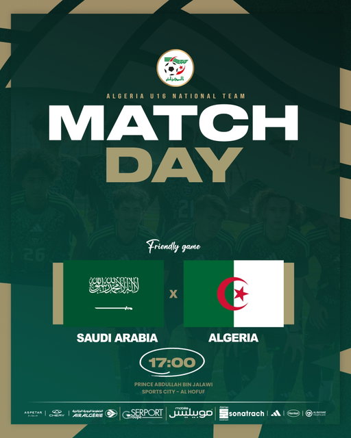 ‎MATCH DAY |  يوم المباراة

#LesVerts_U16 | #123VivaLAlgérie 🇩🇿