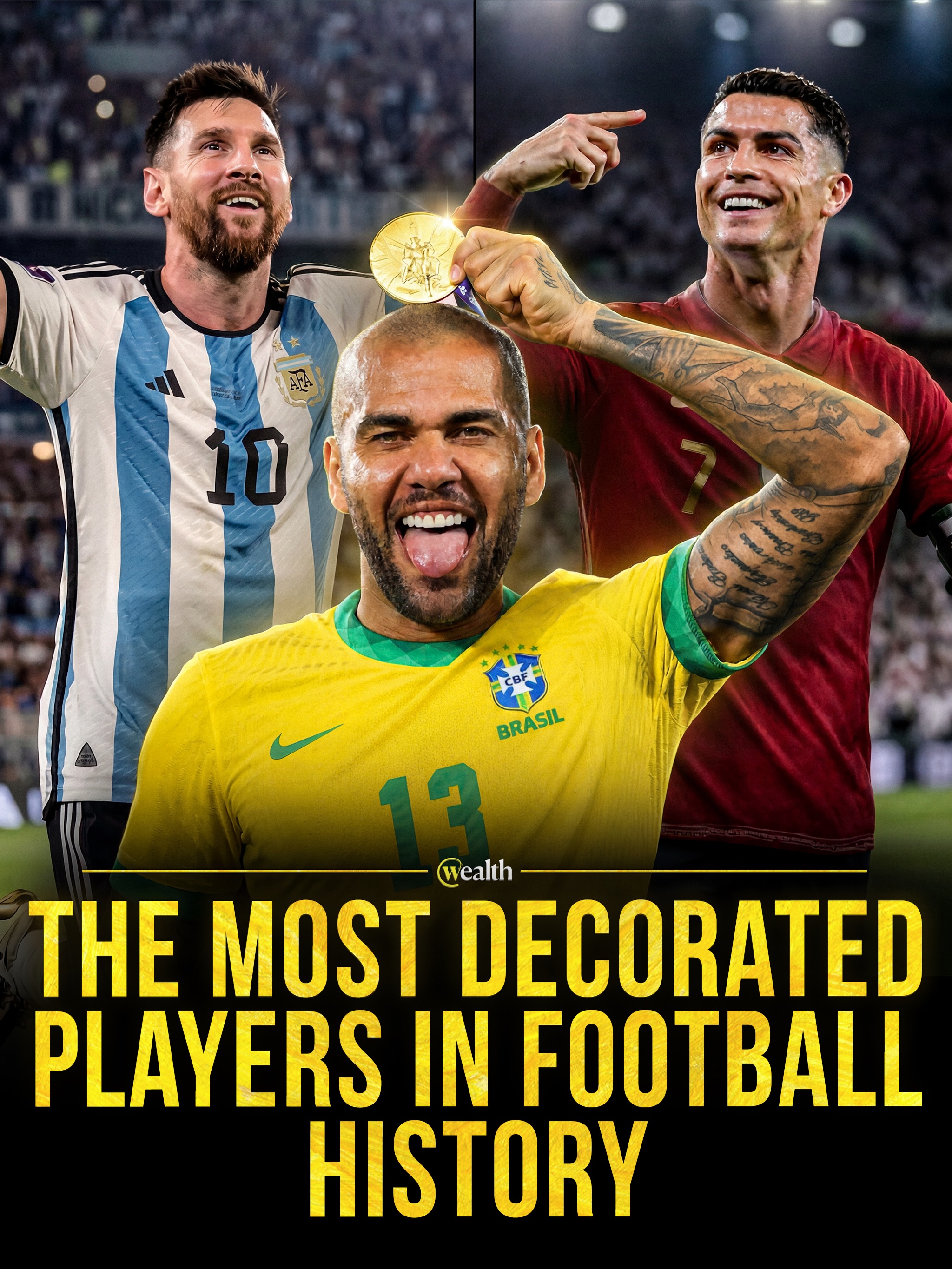 The most decorated player has 47 titles. ⚽🏆

Messi is listed first on 47 trophies, ahead of Dani Alves on 43, Hossam Hassan on 40 and Hossam Ashour on 39. Andrés Iniesta, Sergio Busquets, Gerard Piqué, Cristiano Ronaldo, Ryan Giggs and Maxwell complete the top 10.

The table places Barcelona-era winners beside Egyptian standouts and Manchester United’s Giggs, showing how sustained club success shapes career silverware totals. Ronaldo and Piqué are level on 36 trophies in this ranking.

#Football #LionelMessi #CristianoRonaldo #SoccerHistory #Trophies