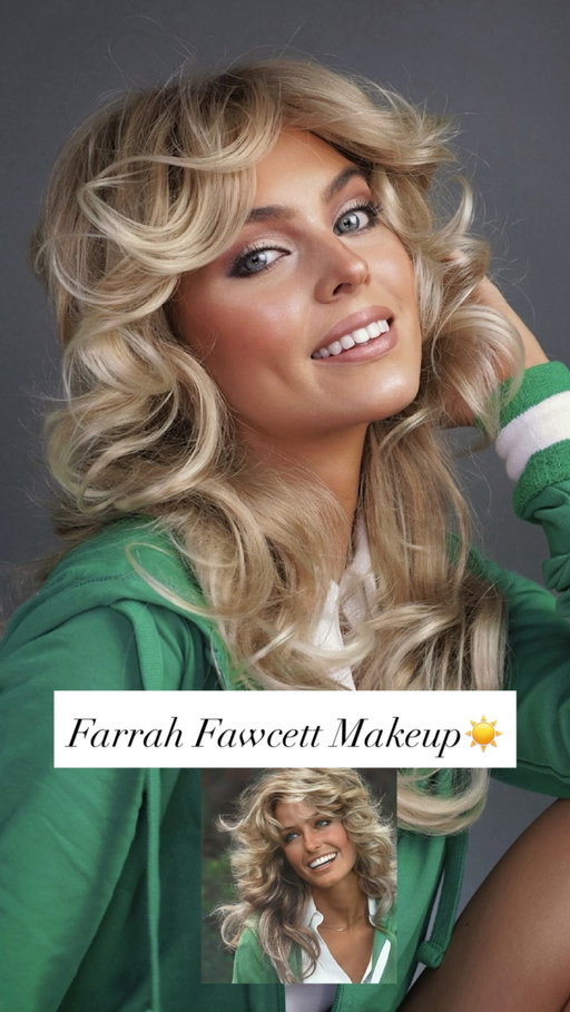 FARRAH FAWCETT Makeup☀️ ‘70s Summer Inspo!

One of the most iconic looks of all time and so much fun to recreate! Farrah Fawcett defined California cool...bronzed skin, frosty lids, that gorgeous feathered blowout.

The preppy green and white combo is my favorite on her💚 

Find full talk-through tutorial is on my YouTube channel!

What’s your favorite beauty decade?

#FarrahFawcett #70sMakeup #70sAesthetic #CharliesAngels #SummerMakeup