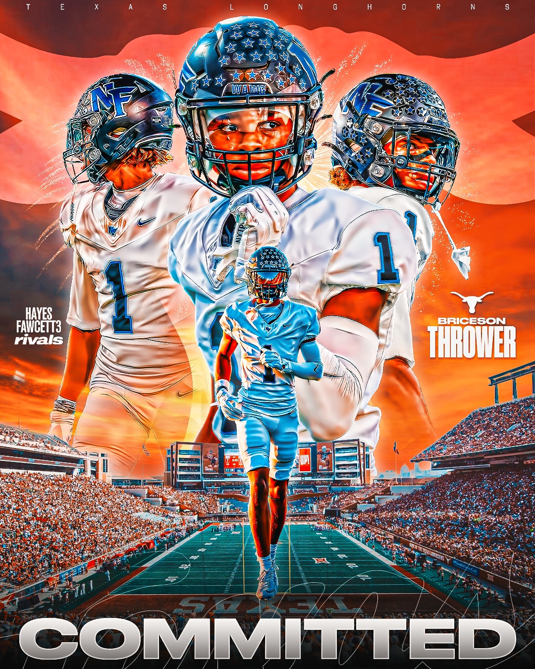 BREAKING: Class of 2027 WR Briceson Thrower has Committed to Texas, he tells me for @rivals.ig

The 6’4 190 WR from Forney, TX chose the Longhorns over Texas A&M, Texas Tech, Ohio State, & Illinois 

“Different mindset, different results”