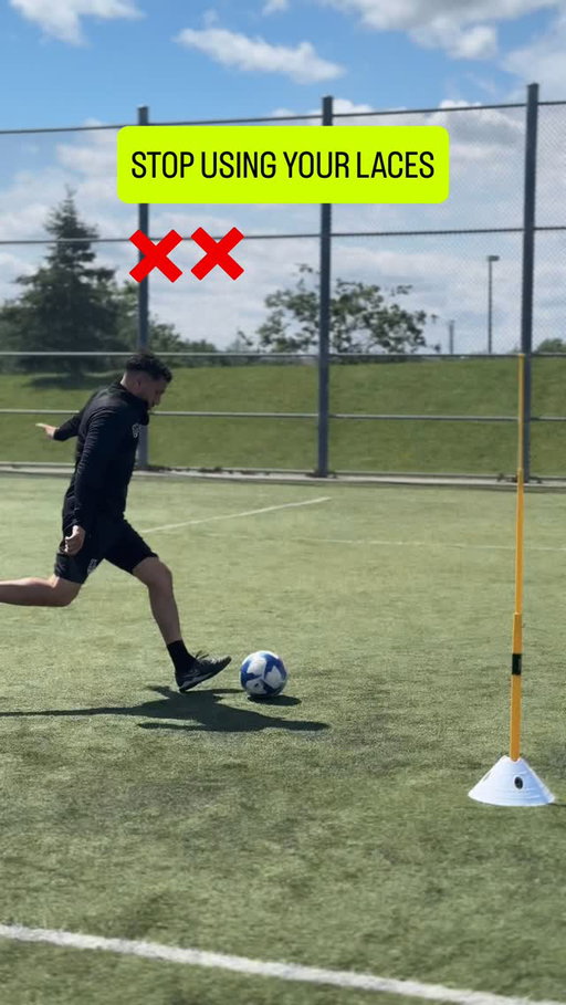 STOP using your laces when trying to generate curl, instead, try this:

1) use the INSIDE part of your foot
2) Wrap your foot around the entire side of the ball to create spin - spin is what generates the curve on the ball
3) angle your body/hips away from the target before contact - that will help use the inside of your foot and make contact with the side of the ball

Final3rdsoccer.com 
416-700-4189 
Info@final3rdsoccer.com

#soccer #soccertraining #football 
#viral #reels