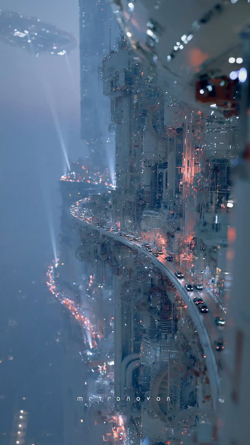 Even in an age that connects the stars, traffic never disappears.
Lines of cars still wind along the elevated roads,
while distant spacecraft descend toward the port.
Watching it all, I find an unexpected sense of comfort.
People still have places to be,
and someone waiting for them when they arrive home.

—
What kind of future do you imagine?
—
Part of an ongoing sci-fi narrative
about futures yet to be written.