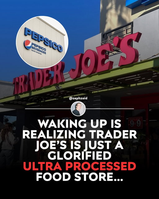 Waking up is realizing Trader Joe’s is just a glorified ultra processed food store…

  1. It runs on private‑label Big Food: recall data show many “TJs” products are made by large manufacturers like PepsiCo

  2. Almost the entire store is packaged, not produce: mostly frozen meals, snacks, desserts, sauces, and convenience foods

  3. A falsified health halo: check the ingredient labels not the hand‑drawn signage and “natural” packaging