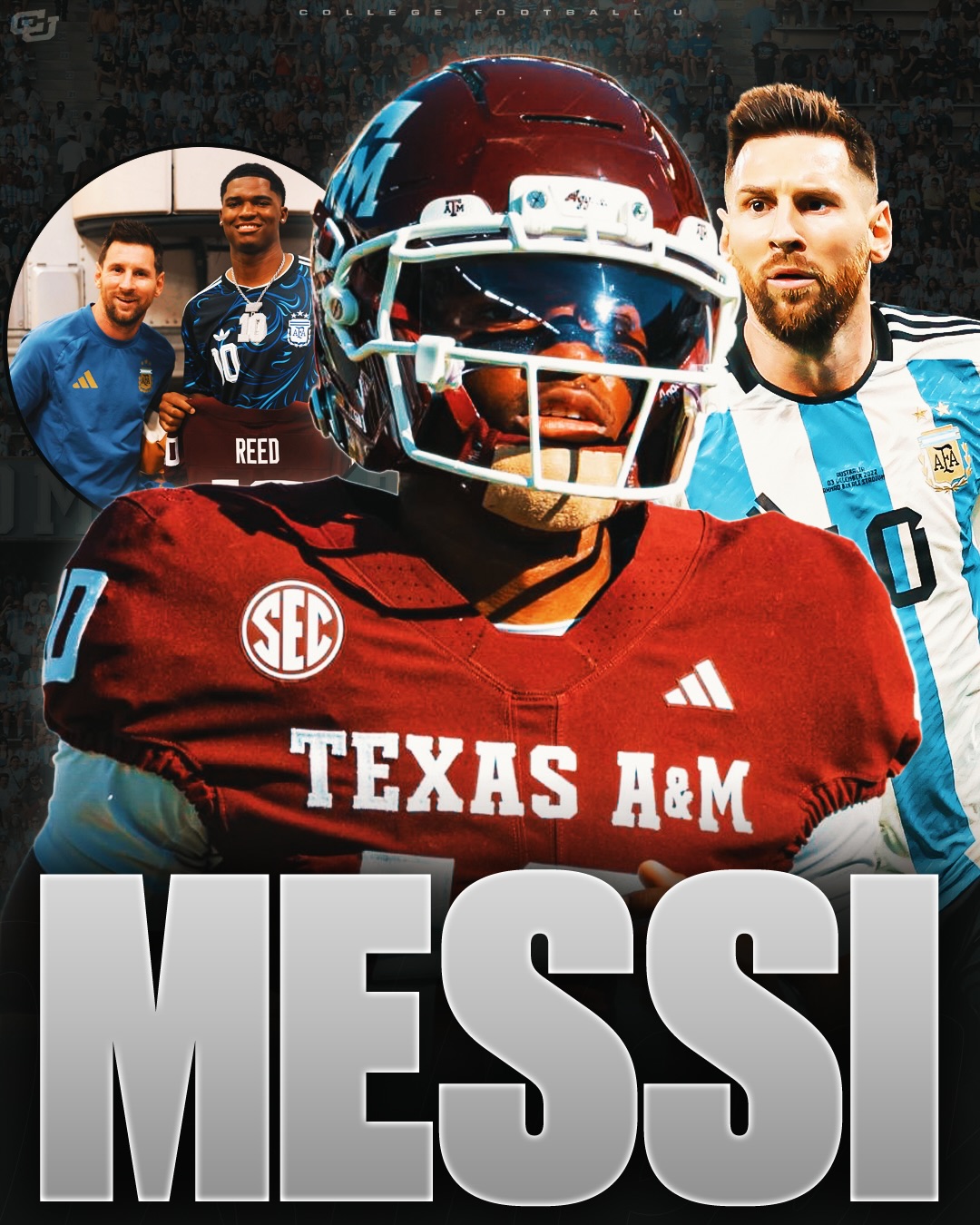 NEW: Texas A&M quarterback Marcel Reed met soccer icon Lionel Messi and presented him with a Texas A&M jersey following Argentina’s match against Honduras last night 🤝

As part of the buildup to the upcoming tournament, Texas A&M hosted an international friendly in College Station, where Argentina earned a 2-0 victory. After the match, Reed had the opportunity to meet Messi, exchange handshakes, and pose for a photo with one of the greatest players in the sport.

Former Aggie and NFL star Von Miller was also in attendance alongside several Texas A&M football players.

A pretty cool moment for Texas A&M and a unique scene in College Station. 🔥🏟️

Thoughts? ⬇️ via @aggiefootball, @12thman)