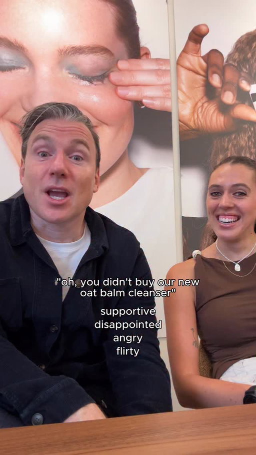 Mark said it best 😭

The NEW & IMPROVED Oat Balm Cleanser is here! 

So… which tone convinced you? 👀