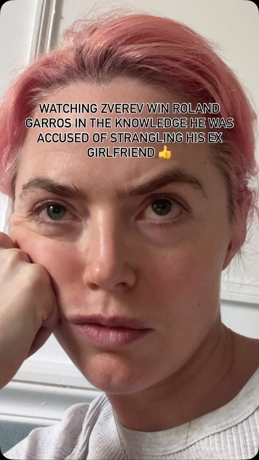 More women have accused him of domestic violence than he has won Grand Slams. Thinking them whilst he gets his trophy. #rolandgarros #zverev