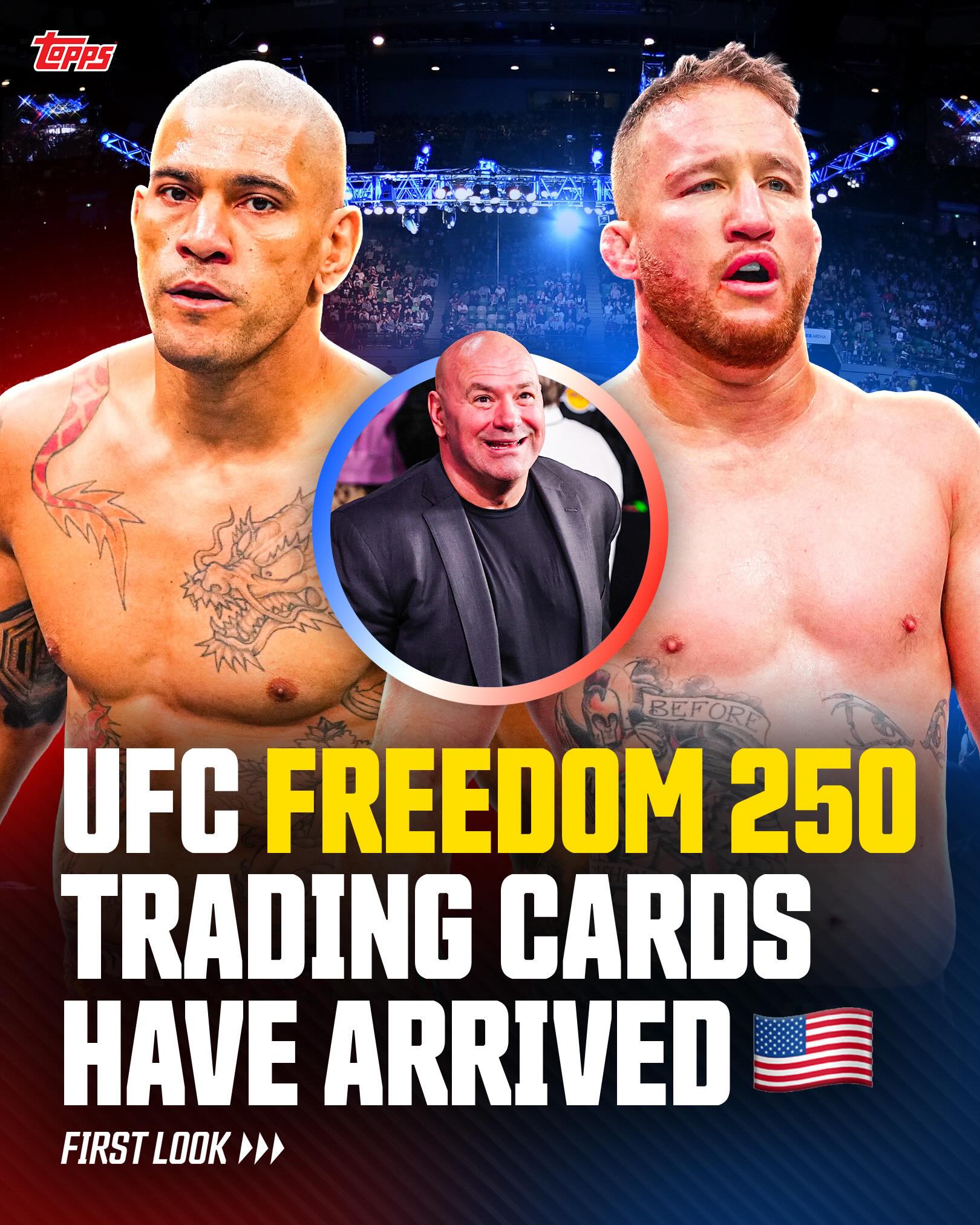 AMERICA 🇺🇸 To celebrate the 250th birthday of the United States and the epic UFC Freedom 250 fight card at the White House, Topps UFC Freedom 250 collection is coming soon 👀

Every card in the product is numbered and features exclusive autograph cards 🔥✍️ Arriving June 12.