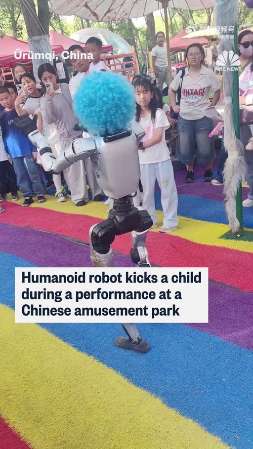 A robot at an amusement park in China got too close to a crowd during a performance and kicked a child, video shows. Chinese state media reported that the park paused the performance after the incident, but that the child was not seriously hurt.