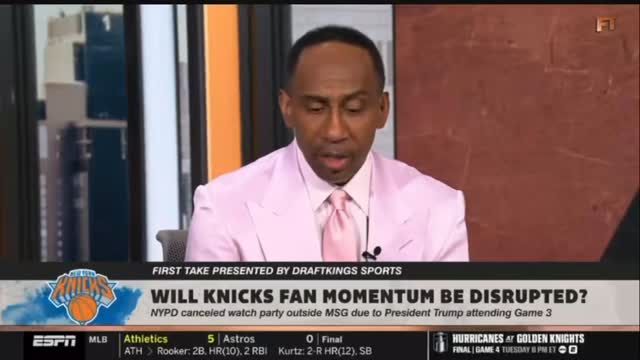 Stephen A. Smith calls out Donald Trump

“This president has no business showing up in New York City. I am dead serious. It is selfish. It is narcissistic. It is ridiculous that he is coming to this game.”